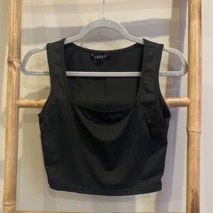 Black square neck shien crop/tank top